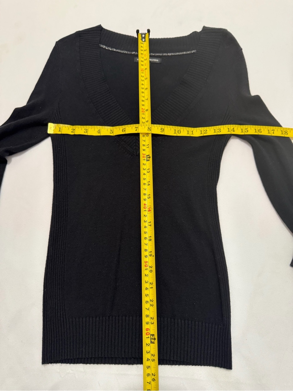 Express Black V-Neck Sweater - Slim Fit Rib Trim - Picture 6 of 10